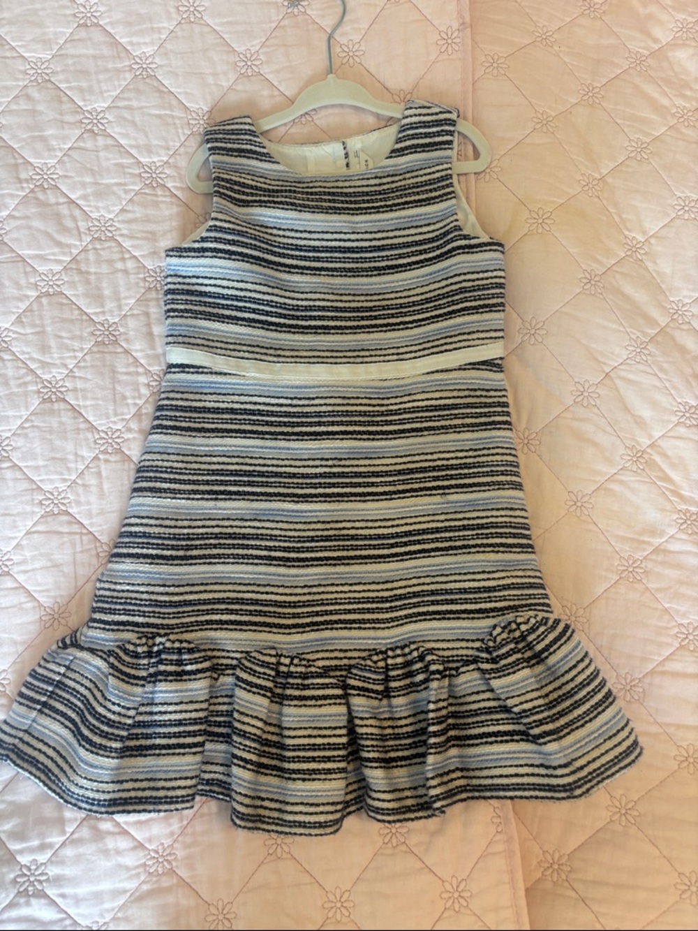 Janie and Jack Navy and White Striped Ruffle Hem Dress